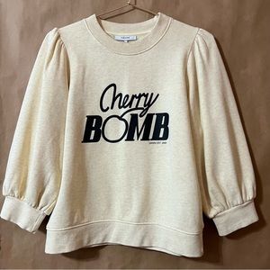 Ganni | Lott Isoli Cherry Bomb Puff Sleeve Sweatshirt Graphic Pullover Size L